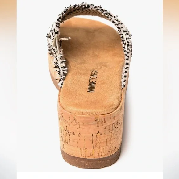 🎸MINNETONKA🎸🔥NWT🔥Posey Wedge in Black/Natural Stripe—7 - Picture 3 of 16